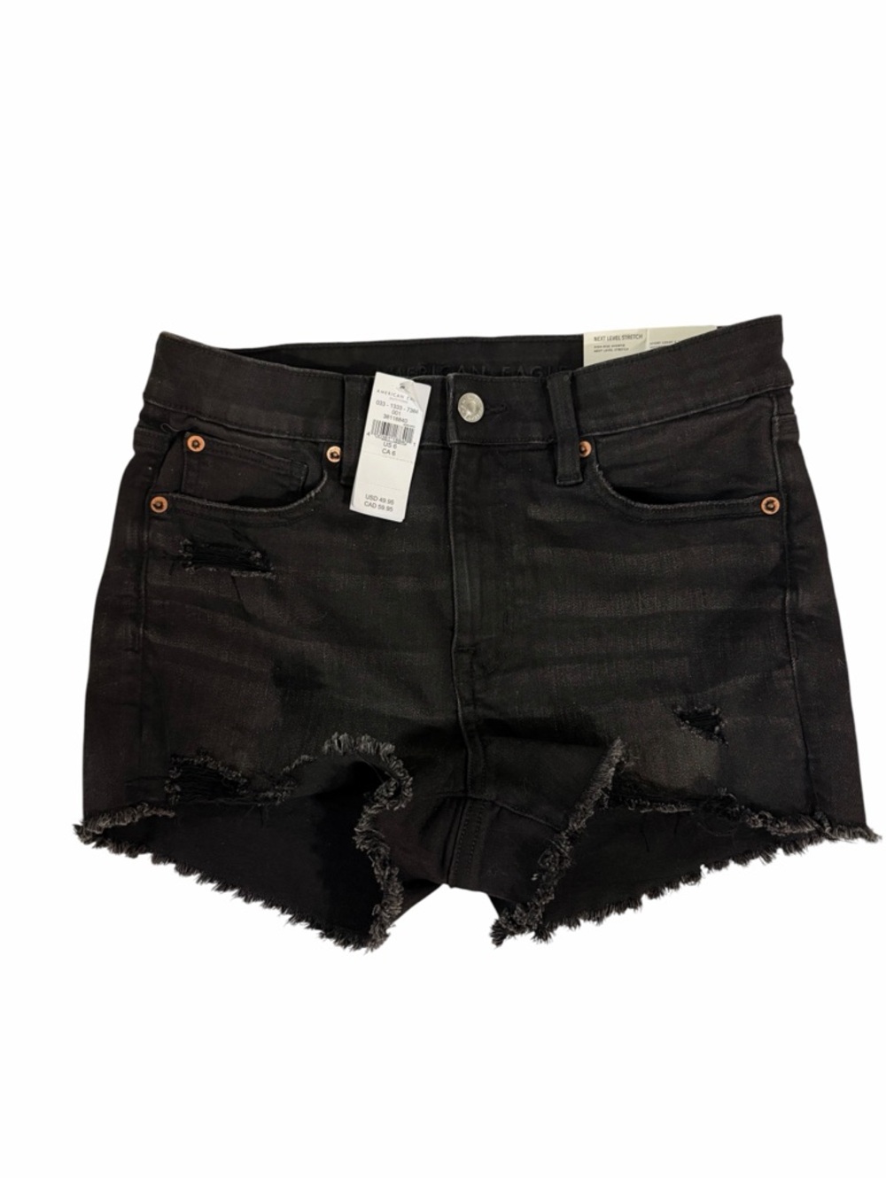 American Eagle Outfitters Black Distressed Frayed Hem Denim Shorts